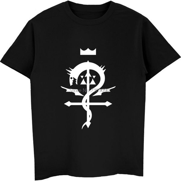 

аниме fullmetal alchemist t shirt мужчины мужчины смешной ситца с коротким рукавом man мультфильм футболки hip hop тройники tops