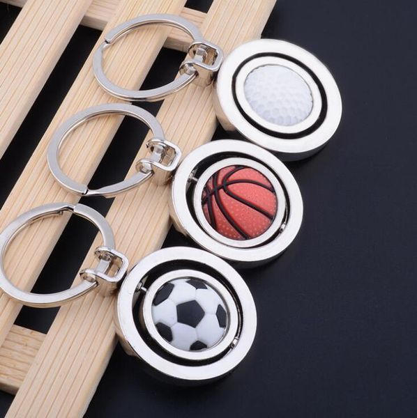 

3d sports rotating basketball football golf keychain keyring souvenirs pendant keyring key fob ball gifts, Silver