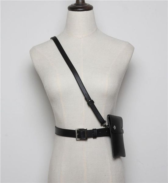 

women waist bag fashion leather belt cross body chest bags girl fanny pack small phone pack shoulder straps casual bag belts, Black;brown