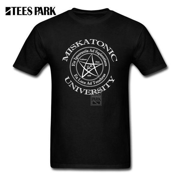

funny miskatonic university logo youth crew neck short sleeve tee shirts latest man t-shirt design oversized printing clothing