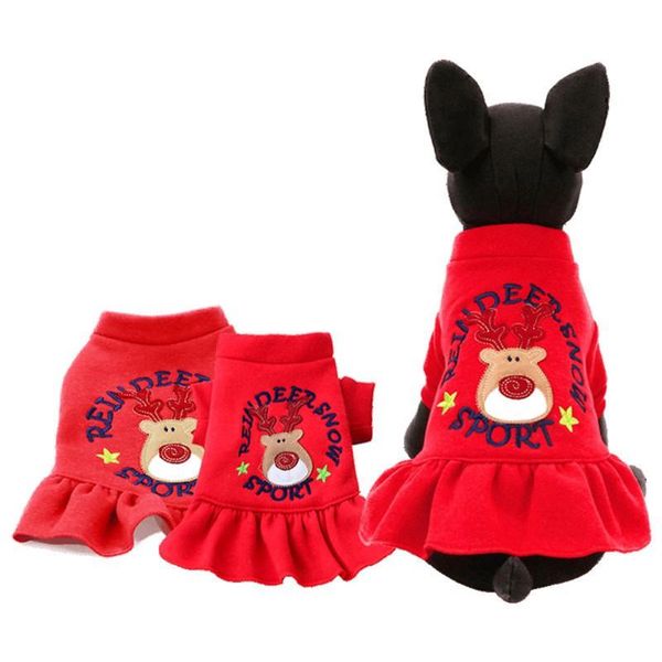 Nuovo Natale Cervo Pet Vestiti per cani Vestito Carino Capodanno Moda Cucciolo rosso Piccoli animali Vestiti Cucciolo Dot Gonne Costume