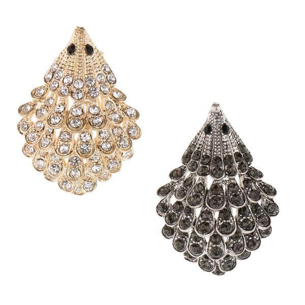 

2 pieces sparkle rhinestone hedgehog porcupine shape animal brooch pin, Gray