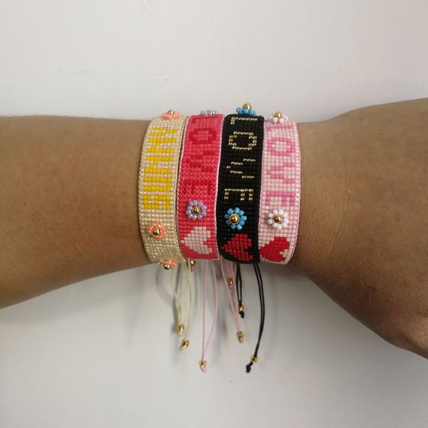 

shinusboho 100% miyuki delicas pulseras love heart bracelet lucky charm handmade bracelet for women bileklik couple jewelry men, Golden;silver