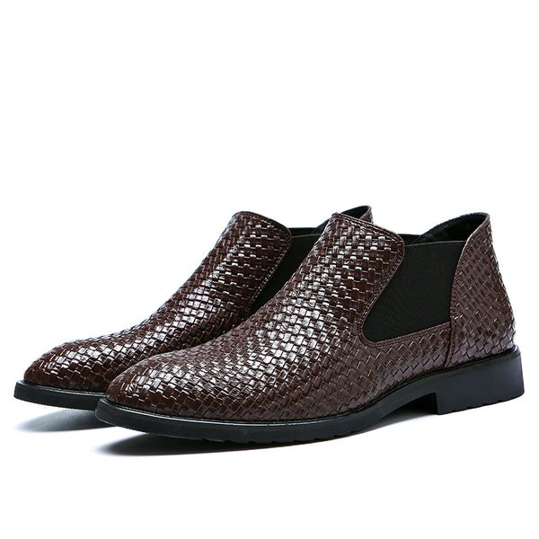 

cosidram men pu leather boots winter shoes fashion male low heels boots new 2020 confortable men brithsh shoes brm-038, Black