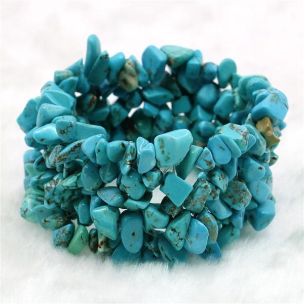 

fashion retro bracelet about 5x7mm blue turquoises gravel irregular synthesis beads jewelry accessories women gift 7.5inch m308, Black