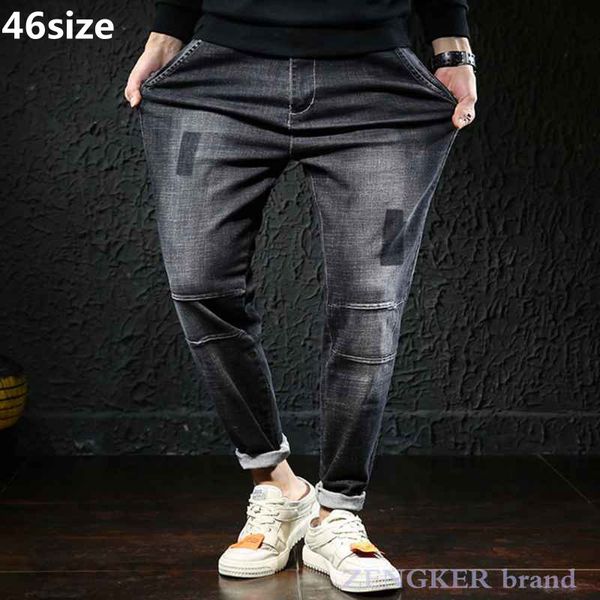 

autumn jeans male loose large size blue trend plus sizet harem pants loose version tide brand pants 44 46 42