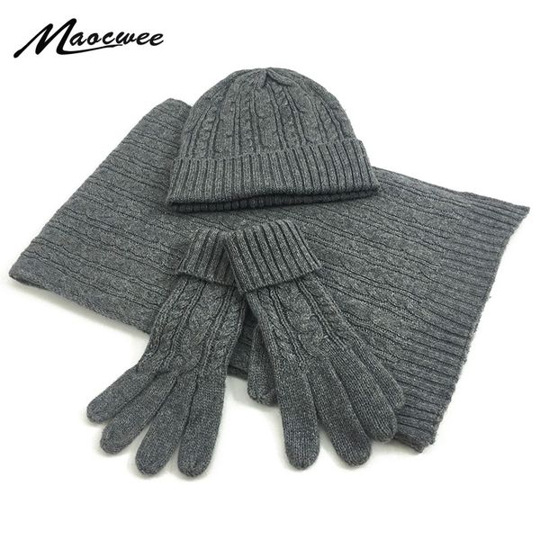

hats, scarves & gloves sets winter beanie hat scarf set for women men knitted outdoor warm wool skullies beanies 3 pcs, Blue;gray
