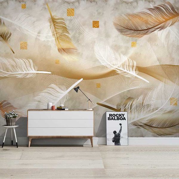 

golden feather custom 3d wall murals wallpaper modern nordic mural bedroom living room sofa tv background p wall decor paper