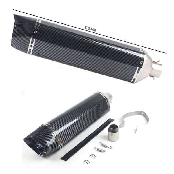 

51мм адаптер цвета выхлопная побег глушитель универсальный мотоцикл мотоцикл углеродного волокна для tmax g650gs z1000 z800 ninja 300 250