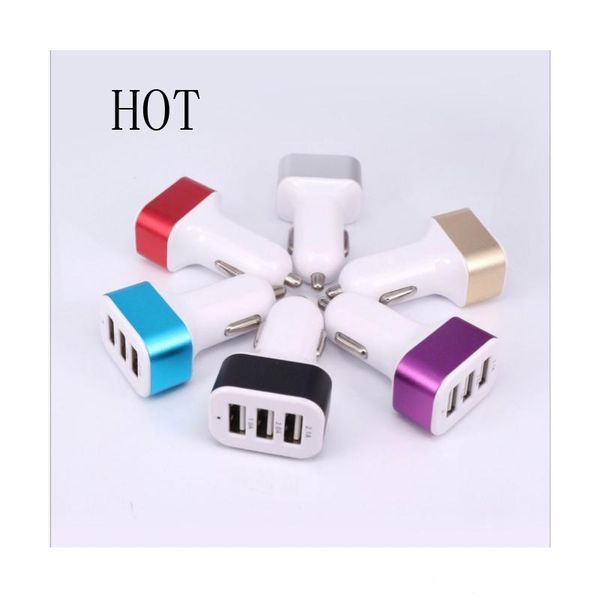 

3 port car cigarette lighter socket splitter charger power adapter dc usb 12v-24v for smartphone