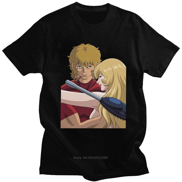 

классический аниме space adventure cobra t-shirt мужчины с коротким рукавом 80-е годы японская манга tee tops graphic tshirt хлопковые рубаш