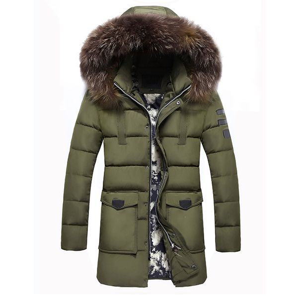 

fur hoodies mens long parka solid slim warm thick oversize coat casual new winter overcoat, Black