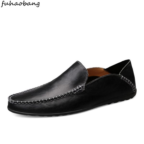 

mans shoes breathable casual men shoes handmade loafers slip-on sewing men gommino driving mens boat moccasins, Black
