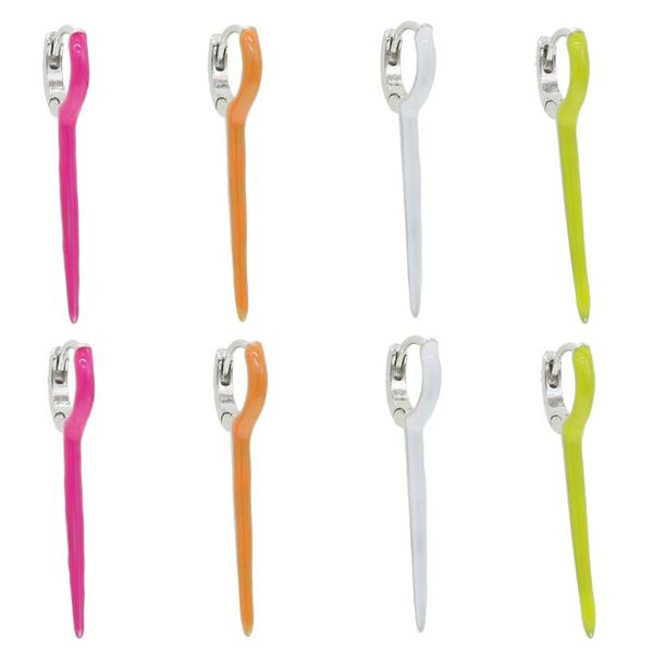 

hoop & huggie fashion colorful women jewelry gold color neon white pink yellow orange enamel spike earring, Golden;silver