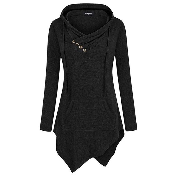

fall 2020 casual plus size black gothic streetwear women hoodies loose hooded plain asymmetric female autumn sweatshirts