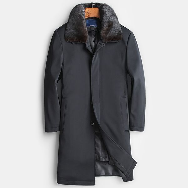 

real fur coat men rex fur coat real collar winter parka mens clothing 2020 casaco 18729 yy1144, Black
