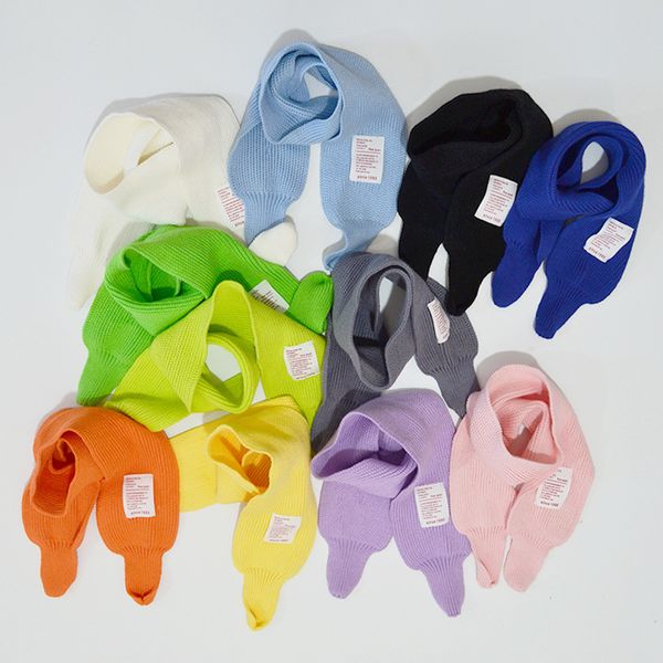 

scarves 2021 fashion lovely kids boys girls autumn winter spring scarf baby warm neck warmer knitting candy color, Blue;gray