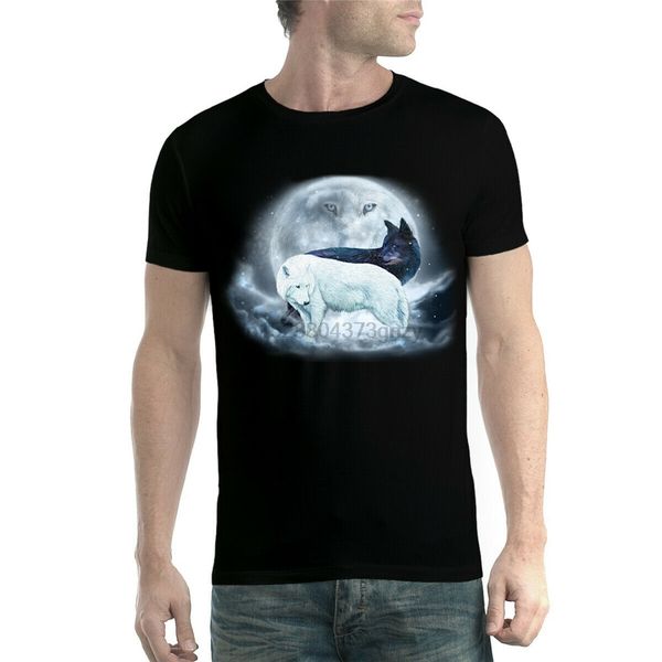 

white wolf black wolf yin yang moon mens t-shirt xs-3xl christmas gifts tee shirt