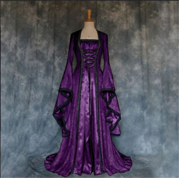 

halloween dress medieval art retro dress evening dresses vintage ball gown burgundy prom gowns party dress robes de soiree in stock, Black;red