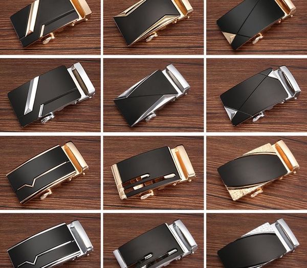 

new fashion luxury glod alloy automatic belt buckles for men's leather waist belts men pants buckles 3.5cm ratchet accessories, Black;brown