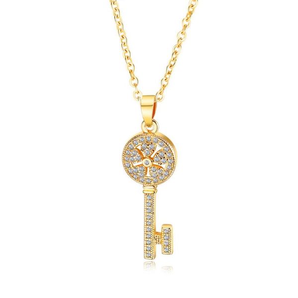 

opk european and american fashion jewelry micro-zircon key lady necklace high-grade personality accessories, Silver