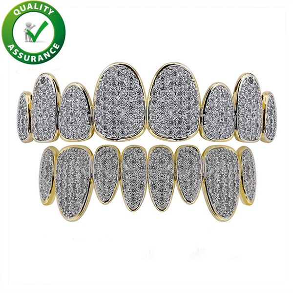 

Teeth Grillz Hip Hop Jewelry Set Men Women Iced Out Diamond Grill Luxury Designer Hiohop Bling Accessories Rapper Fashion Charms Christmas