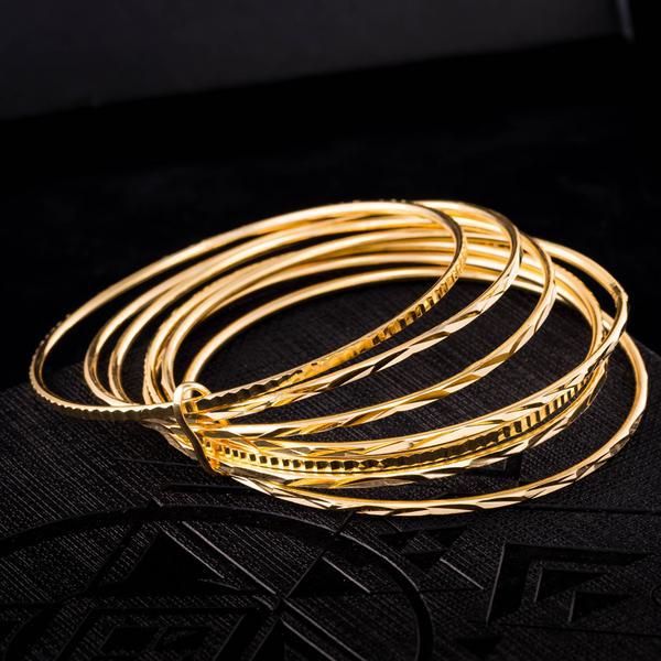 

personality multi layers thin bangle yellow gold filled womens bangle & bracelet diameter 65mm, Black