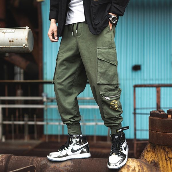 

men's 2020 new autumn men's multi-pocket overalls loose tight overalls casual pants casual pants hook and loop leggings trendy rhp, Blue