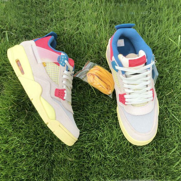

new 4 union la guava ice 4s mens basketball shoes outdoor sneakers men sports trainers us5.5-12, White;red