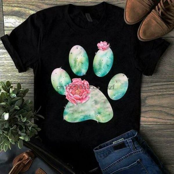 

cactus in dog paw shape ladies t-shirt cotton s-3xl loose size ajax tee shirt
