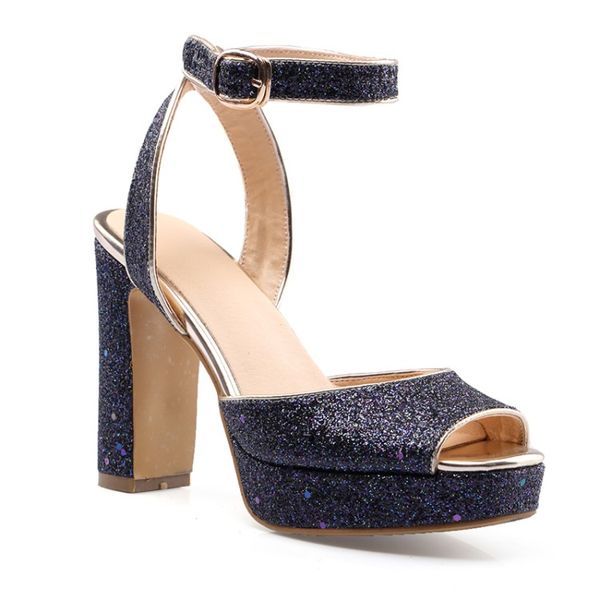 

oversized personalized sequin high heel sandals high heels sandals women shoes woman summer ladies, Black