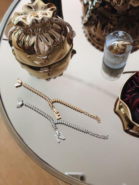 

charm bracelets gulce dereli, letter bracelet, initial bracelets, infinity chain gift box, gold/silver plated, Golden;silver