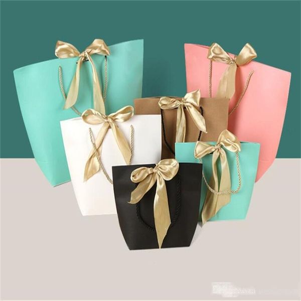 

5 colors gift boutique bags fashion paper bag clothes packing for birthday wedding graduation present wrap