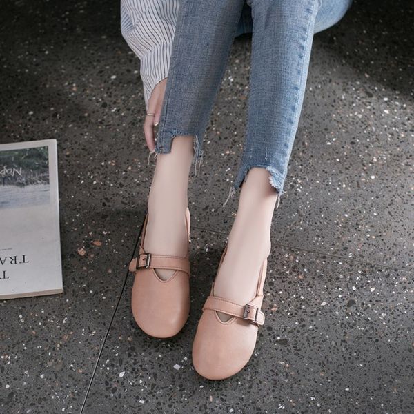 

woman flats fashion women flats shoes pointed toe girl lady leather buckle shoes women ballet flat low heel loafer, Black