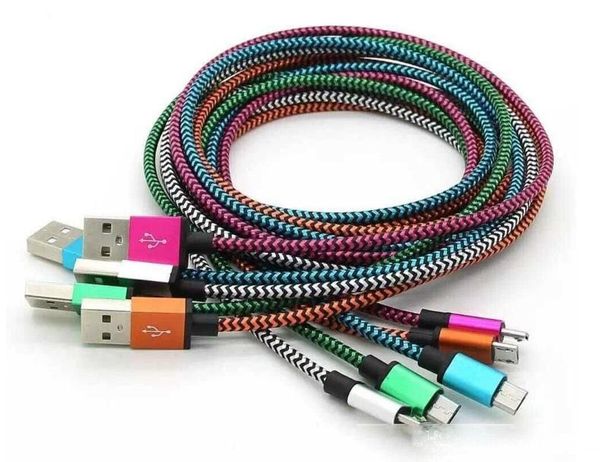 

type c usb cable for s9 s8 unbroken metal connector fabric nylon braid micro usb cable lead charger cord v8 for samsung s7/6/5 1m 2m 3m llfa