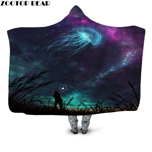 

blankets couple 3d print wearable hooded blanket for cover fashion casual sofa fleece plush home youth office bedding