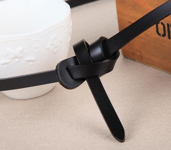 

new design female leather belts no buckle belts women soft real leather knotted strap belt dress lady waistbands, Black;brown