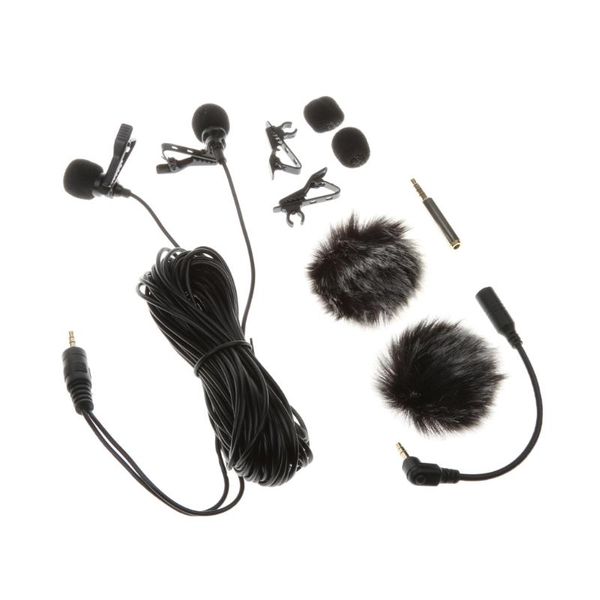

dual-headed lavalier lapel clip-on omnidirectional condenser microphone