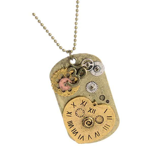 

vintage steampunk jewelry machinery gear pendant necklace ball beads chain, Silver