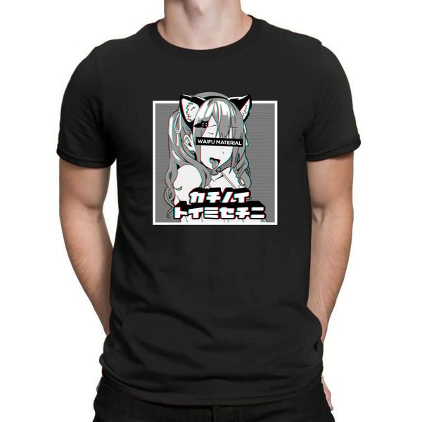 

waifu материал t-shirt непристойного anime face and neko girls косплей tee новейшего 2019 мода рукав хлопок t-shirt пользовательского тис