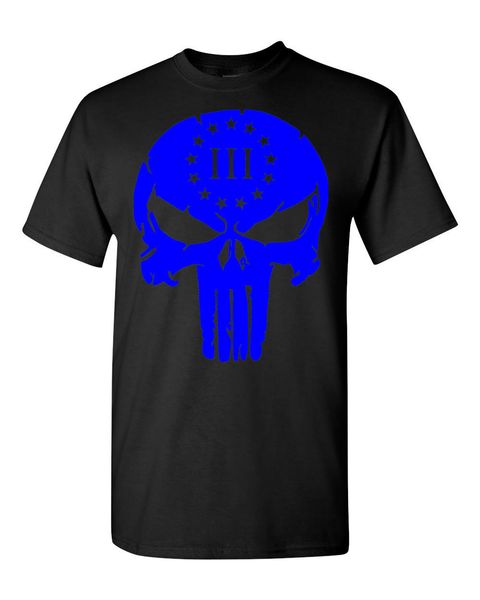 

2019 100% cotton punisher 3% 2nd amendment military weapons t-shirt graphic guns skull tee shirt