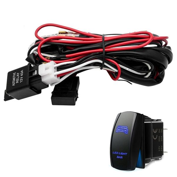 

12v/40a car fog light wiring harness on/off switch led work light switch for off-road spotlights relay kit