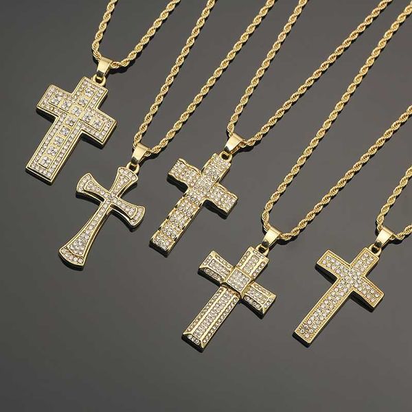 

pendant necklaces out jesus silver color cross necklace men women hip hop rope chain jewelry accessories clothing for men's