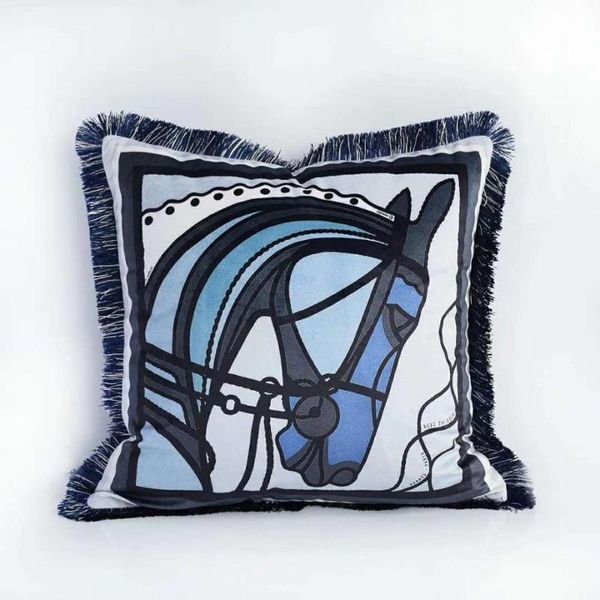

pillow case vintage velvet horse print luxury home office sofa chair coussin decoration