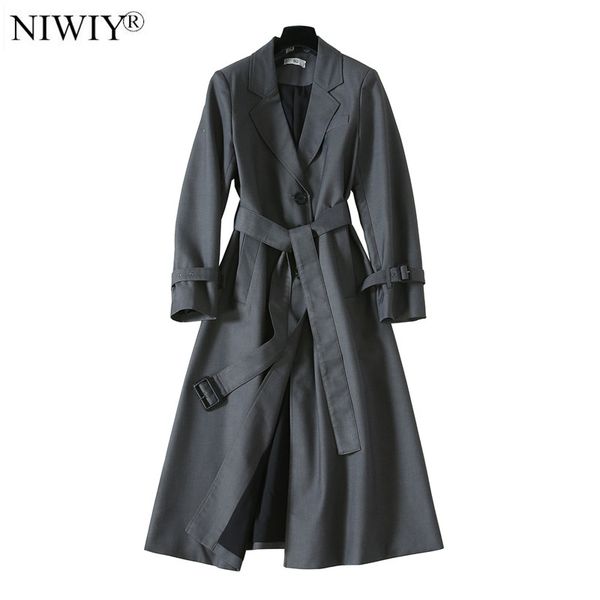 

new style lace-up gray x-long women trench coat casacas para mujer invierno 2020 gothic oversize long trench coat d9222, Tan;black