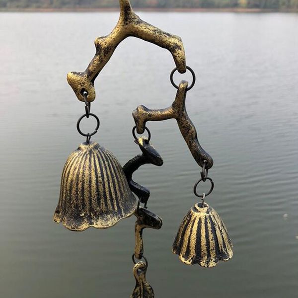 

hanging branch and leaf garden bells rustic relaxing tranquil wind chimes