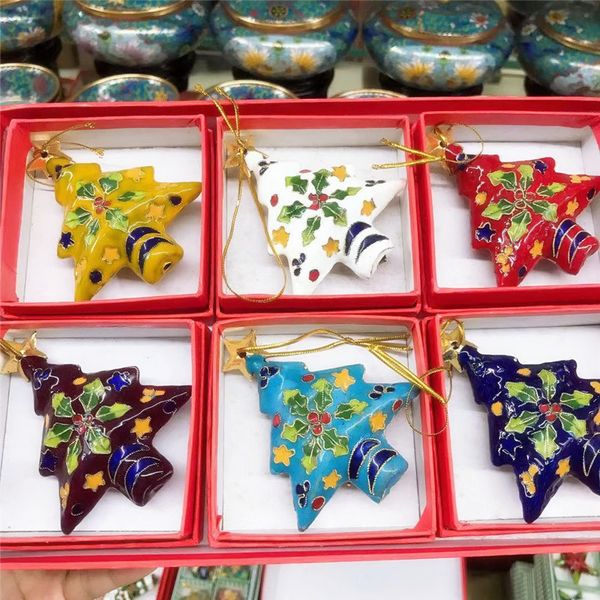 

collectibles 6pcs chinese cloisonne/enamel christmas tree ornament charms decor