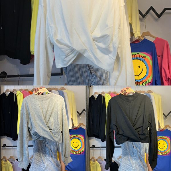 

2020 spring and autumn new korean style thin solid color round neck women's irregular short loose student coat sweatersweater sweater c, Black