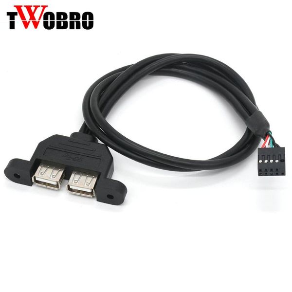 

computer cables & connectors 30cm 50cm motherboard internal 9pin 9p to double 2 port usb 2.0 a female panel mount data cable