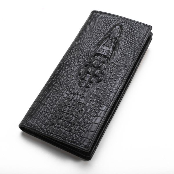 

wallets men's leather wallet layer crocodile head personalized long clutch, Red;black